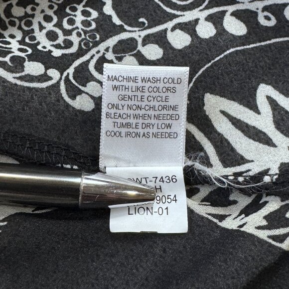 One World Womens Kimono Jacket Black White Paisley Chiffon Boho Flared Sleeve S - Picture 16 of 16